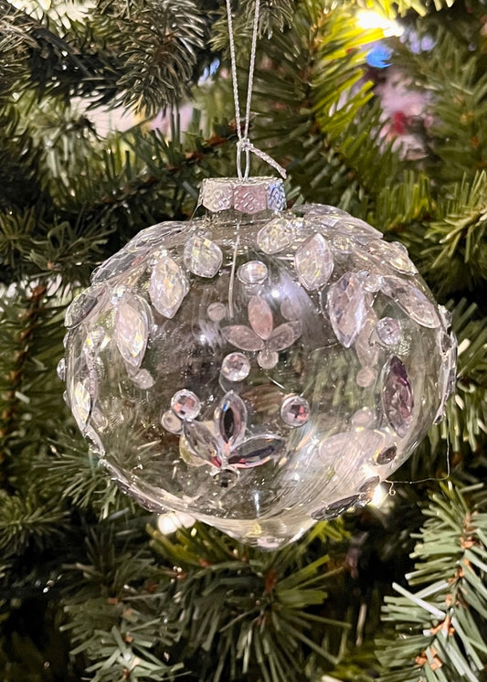 Clear Glass Rhinestone Glass Onion Ornament SPQ024