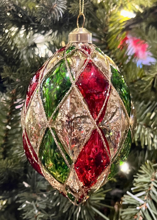 Gold Red Green Harlequin Long Drop SPQ135