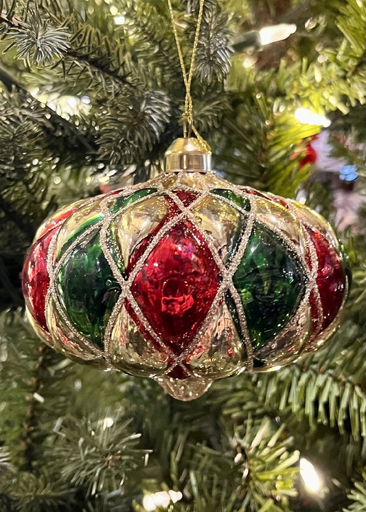 Gold Red Green Harlequin Drop SPQ136