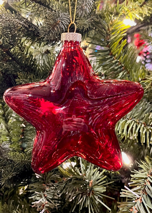 Red Star Hanging Glass Ornament SPQ187