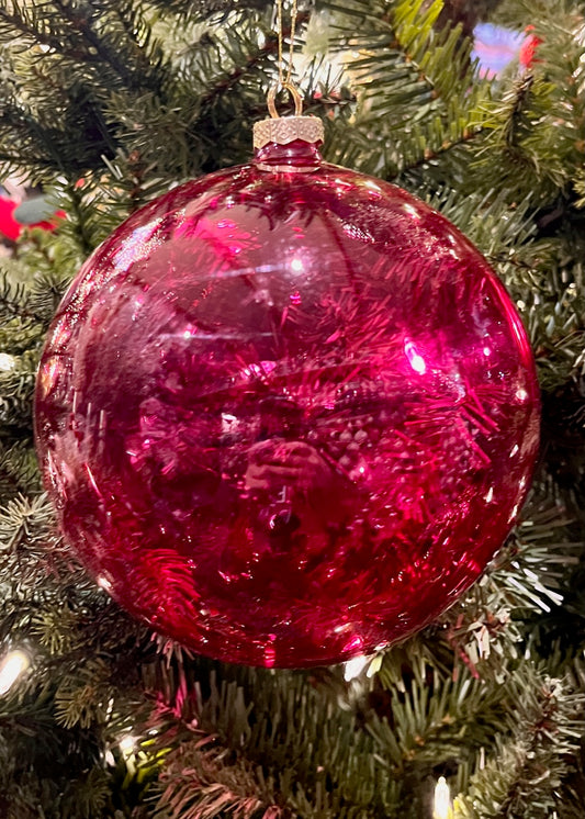 15CM CRANBERRY GLASS BALL SPQ267