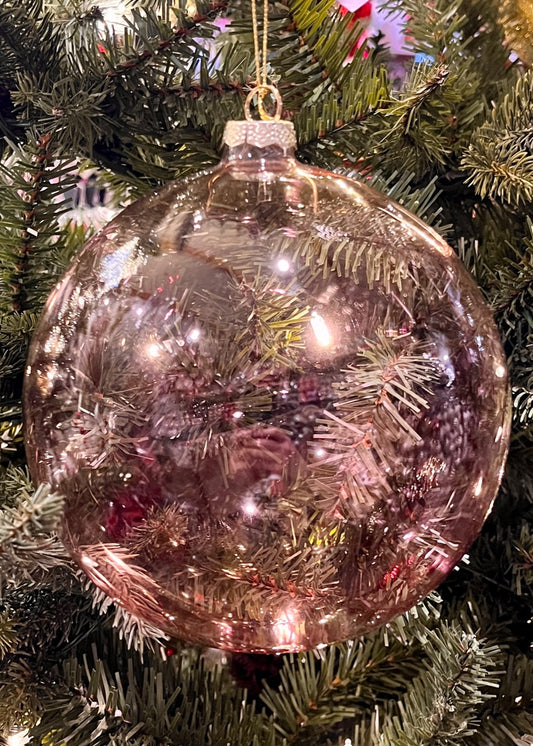 15CM PINK TRANSPARENT GLASS BALL SPQ268