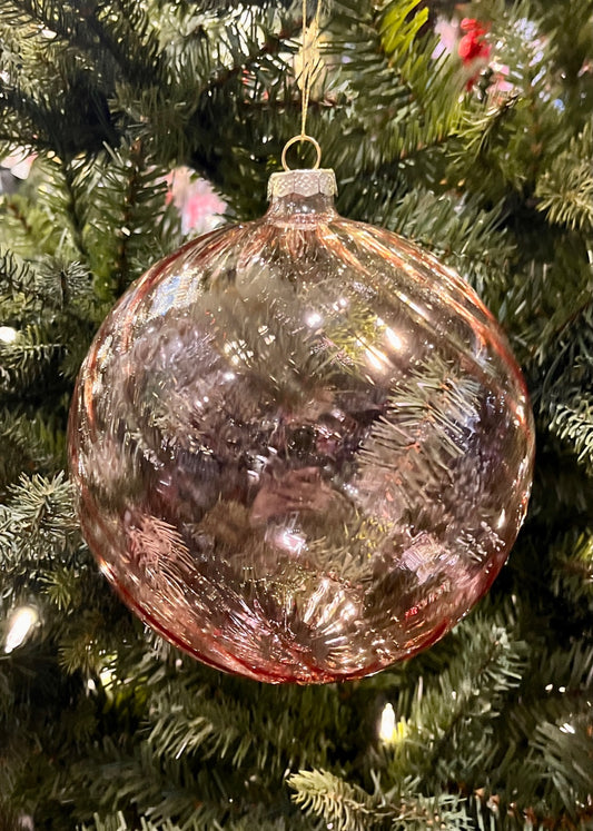 15CM TRANSPARENT PINK SWIRL GLASS BALL SPQ272