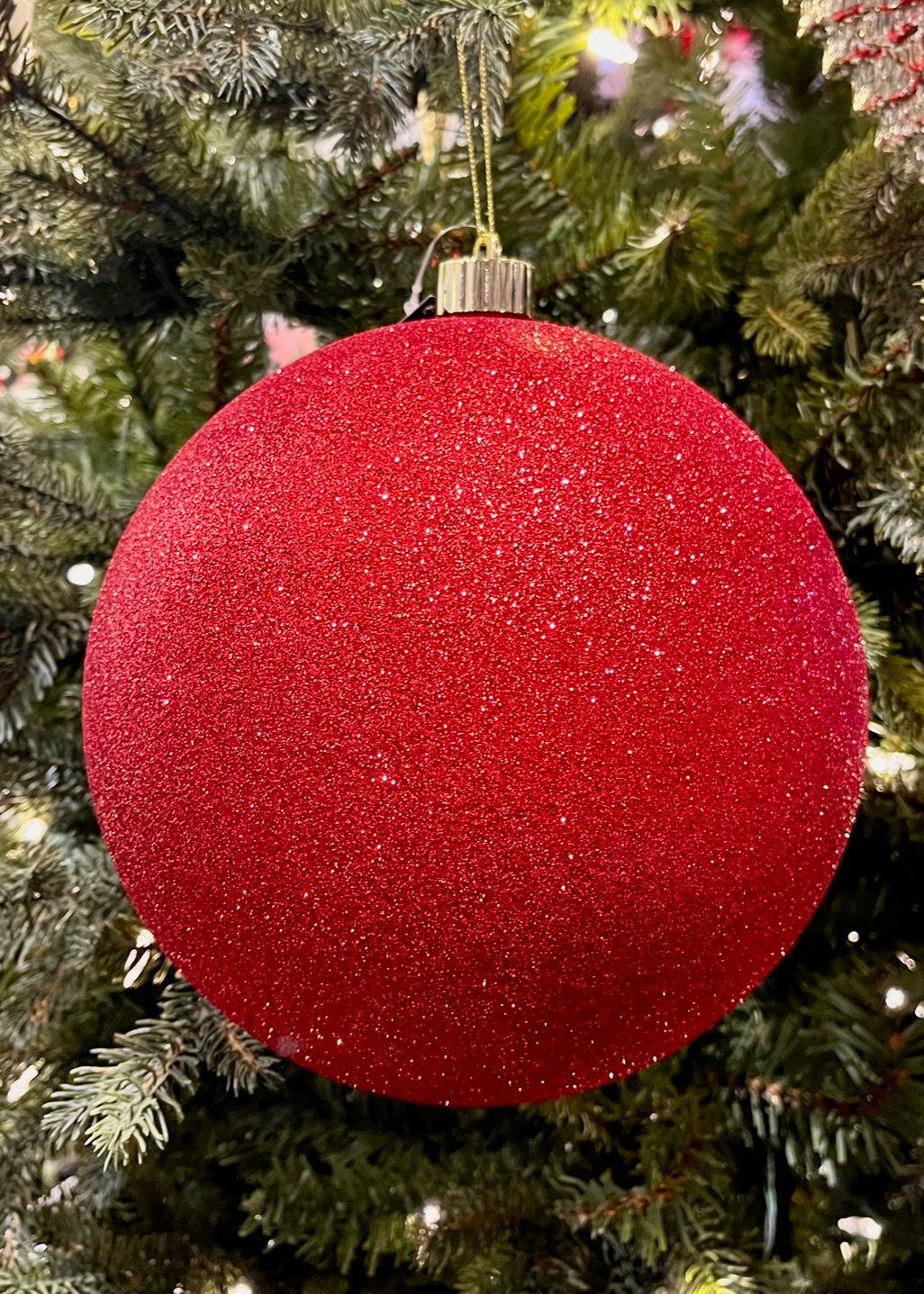 20CM RED GLITTER SHATTERPROOF ORNAMENT SVN165