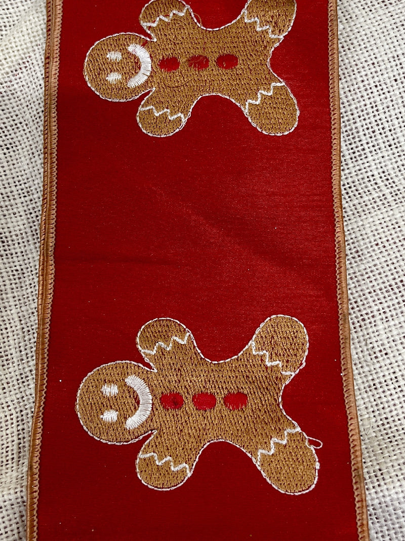 GINGERBREAD EMBRODED RIBBON GOC034