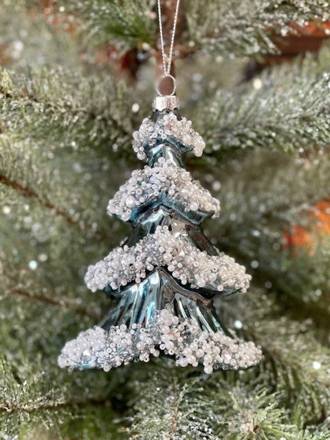 BLUE TREE GLASS HANGING ORNAMENT GQAM018