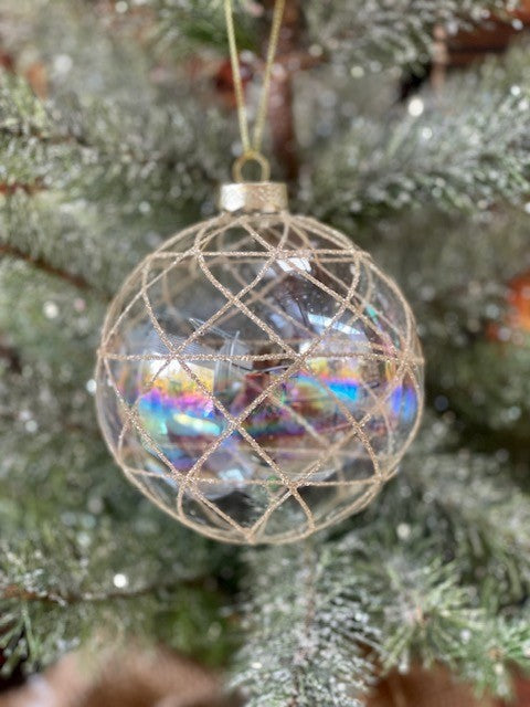 IRIDESCENT CLEAR GOLD DIAMOND ROUNDORNAMENT GQAM069