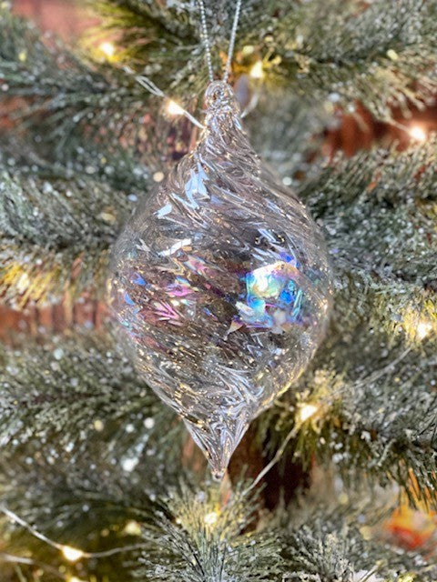 CLEAR IRRIDESCENT TEARDROP ORNAMENT GQAM080