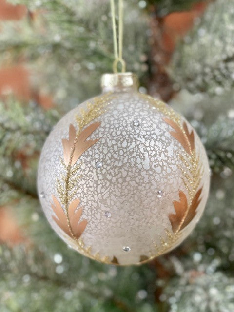 CHAMPAGNE MERCURY WITH GOLD LEAF ROUND ORNAMENT GQAM292