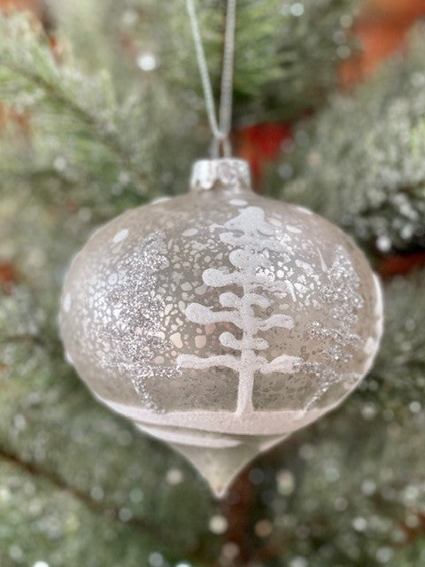 CHAMPAGNE MERCURY WITH FOREST DETAIL ONION ORNAMENT GQAM315