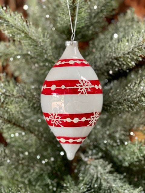RED & WHITE SNOWFLAKE TEARDROP ORNAMENT GQAM367