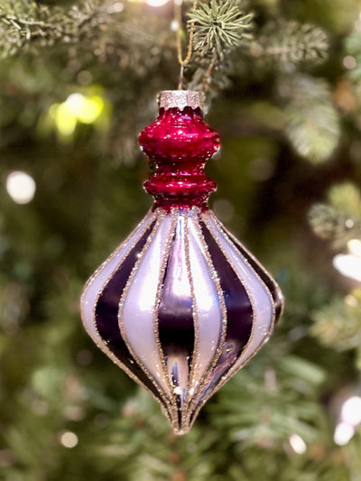 RED/WHITE/BLACK FINIAL HANGING ORNAMENT - SMALL GQAM425
