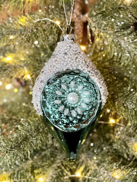 BLUE VINTAGE TEARDROP HANGING ORNAMENT JQAM137