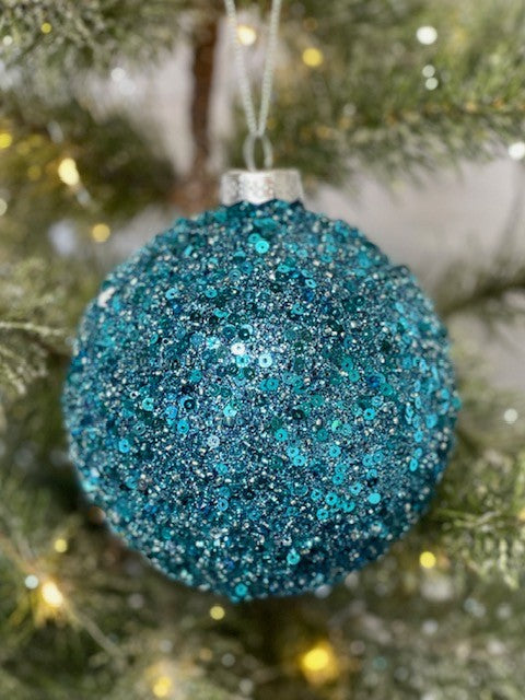 BLUE CRYSTAL ROUND ORNAMENT - JQAM151