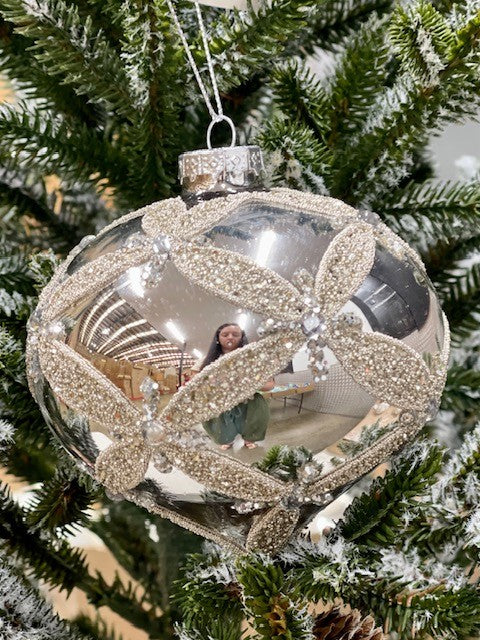 SILVER HARLEQUIN ONION ORNAMENT - JQAM278