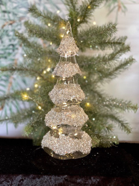 MEDIUM GLASS FROSTED LED TREE JQAM406