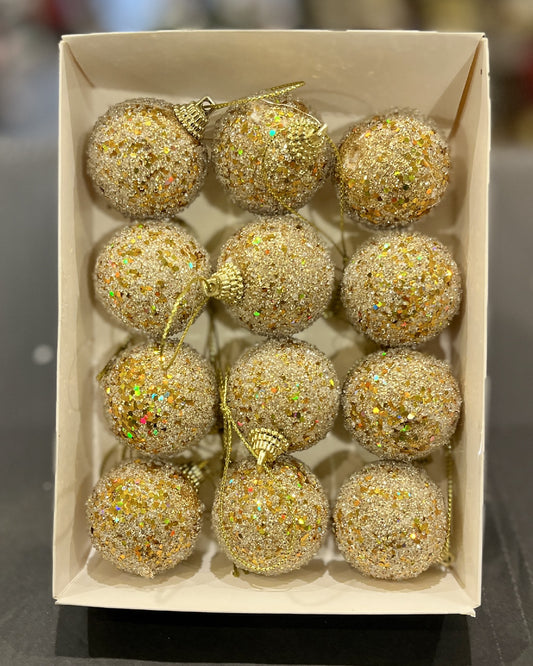 12 PACK MINI GOLD SUGAR BAUBLES BXZ065