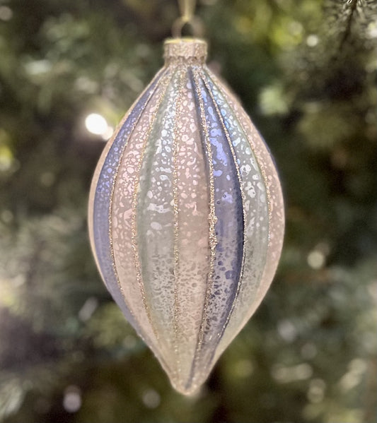 BLUE GREY TEARDROP ORNAMENT MA040