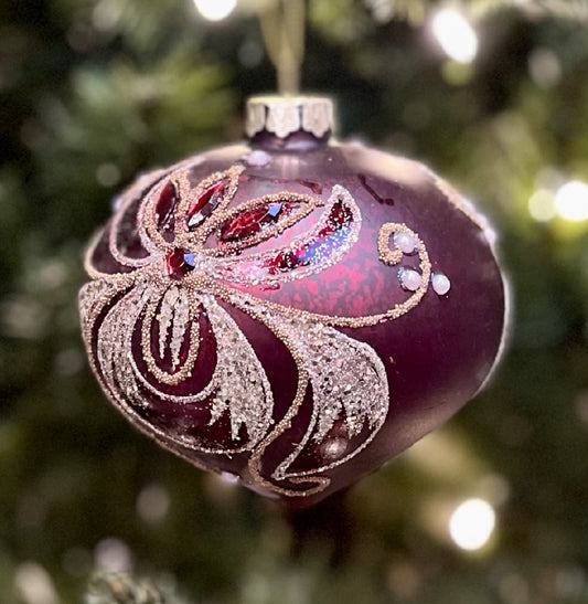 BURGUNDY JEWELED ONION ORNAMENT MA072