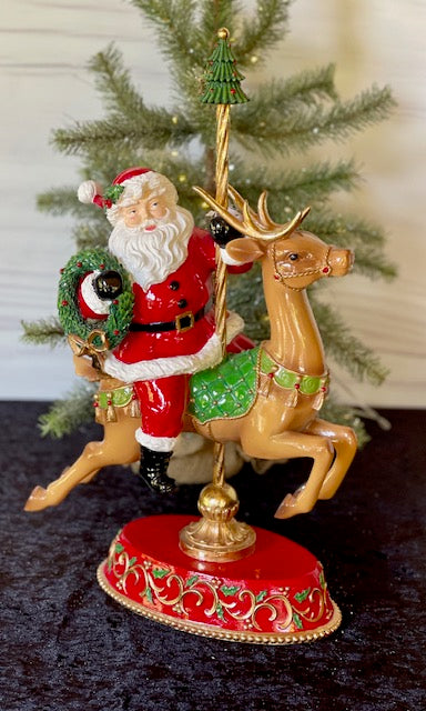 CAROUSEL DEER WITH SANTA MT063