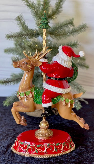 CAROUSEL DEER WITH SANTA MT063