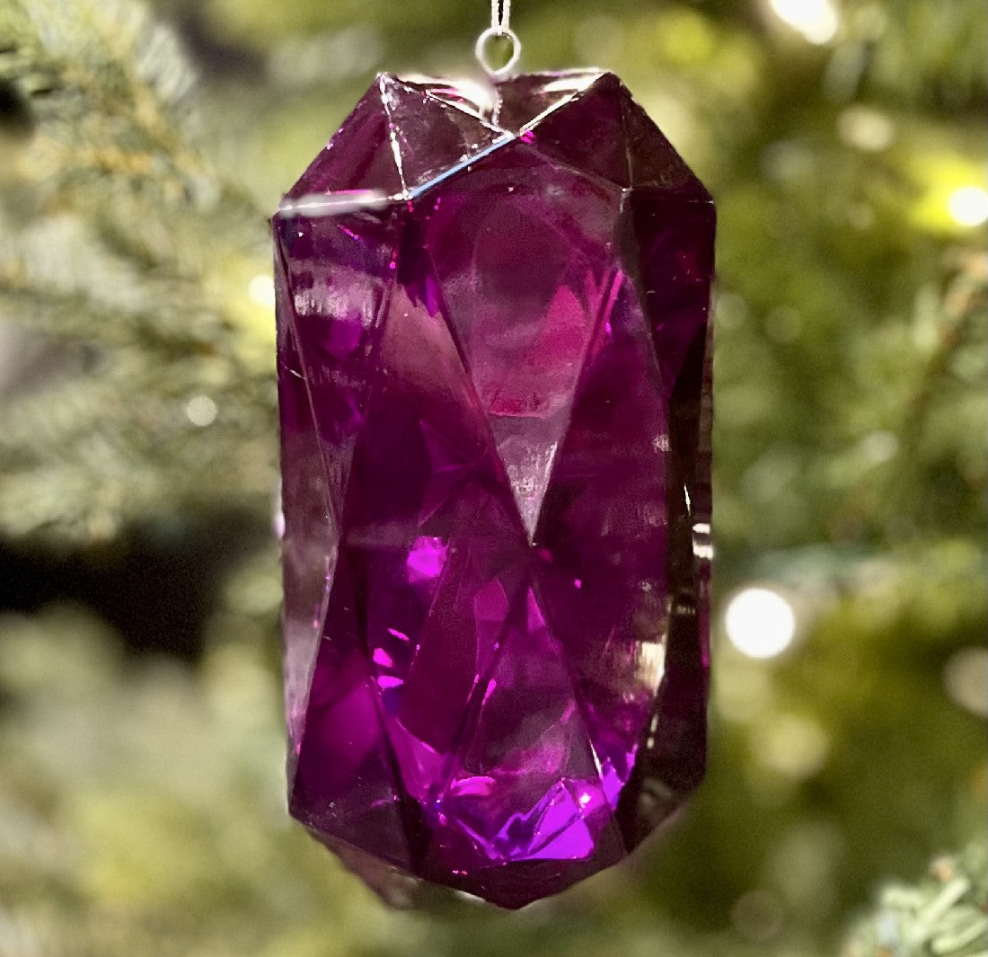 LARGE PURPLE EMERALD CUT ORNAMENT MZ014