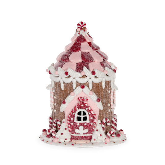 LED PIPED GINGERBREAD HUT CXB017