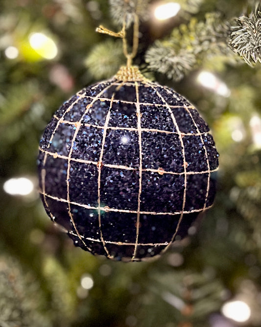 MIDNIGHT BLUE GRID BAUBLE CXZ063