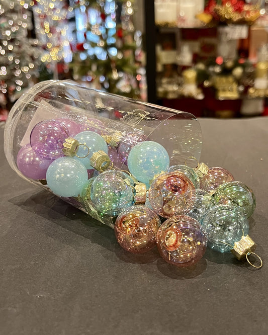 24 PACK OF 2.5CM GLASS CANDY ORNAMENTS DXR101