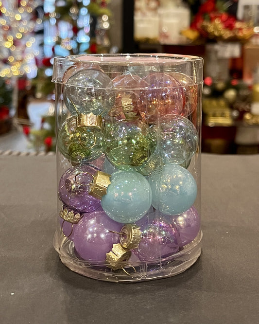 24 PACK OF 2.5CM GLASS CANDY ORNAMENTS DXR101