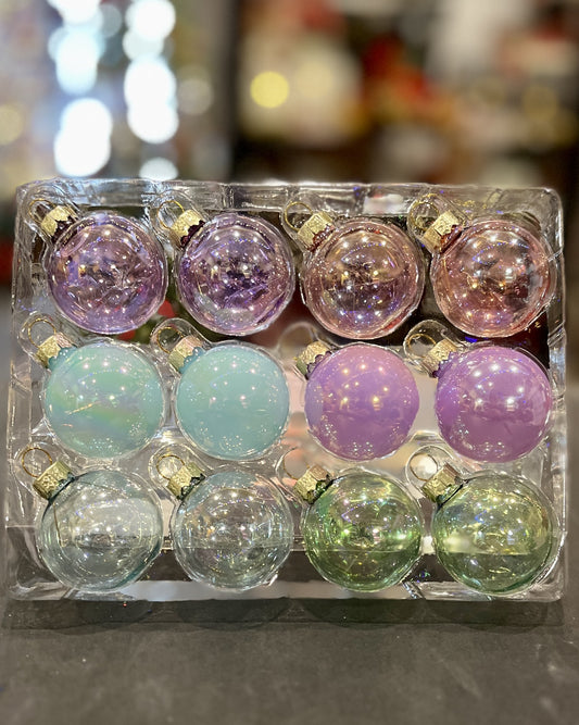 12 PACK 4CM CANDY GLASS HANGING ORNAMENTS DXR104