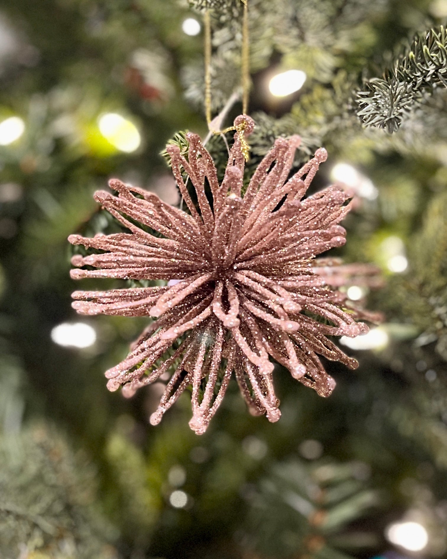 CHAMPAGNE GLITTER PUFF HANGING ORNAMENT DXE056