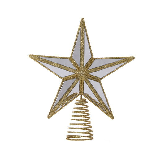 MINI 5 POINT MIRRORED TREE TOPPER STAR GOLD DXM085