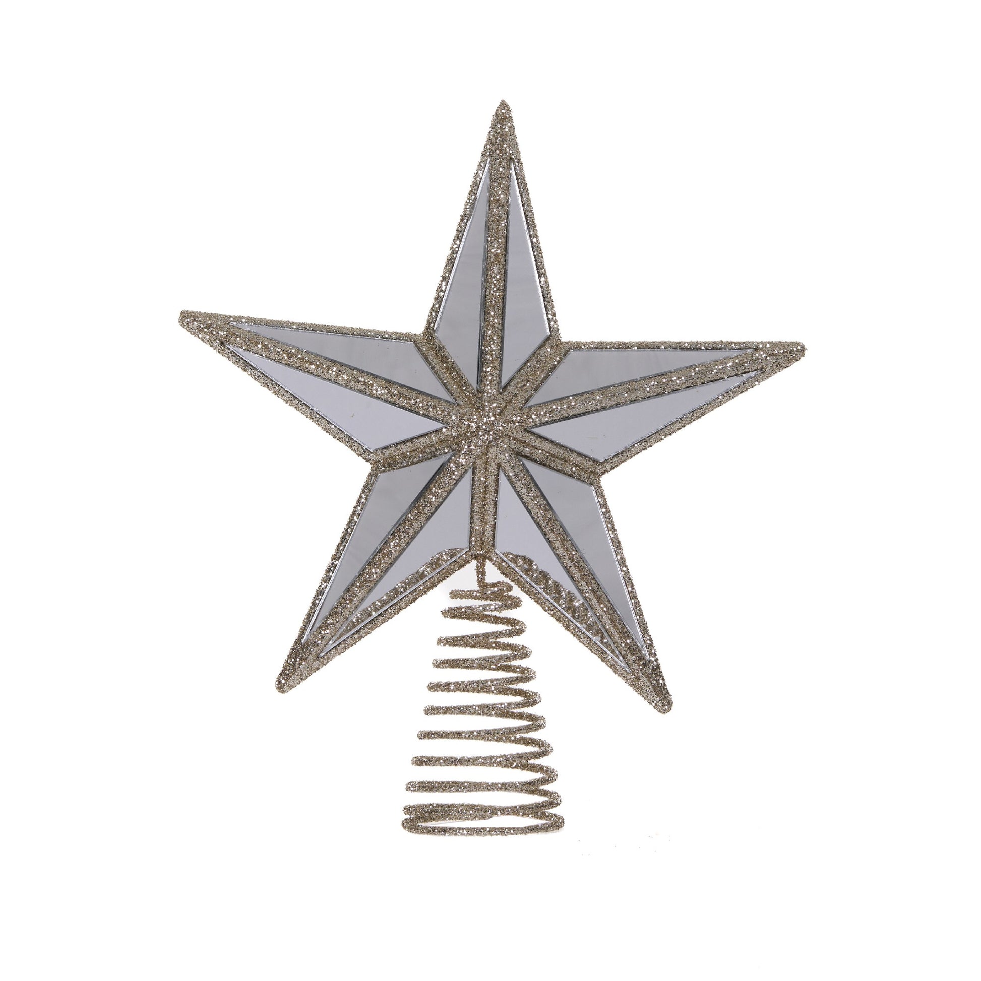 MINI 5 POINT MIRRORED TREE TOPPER STAR CHAMPAGNE DXM087
