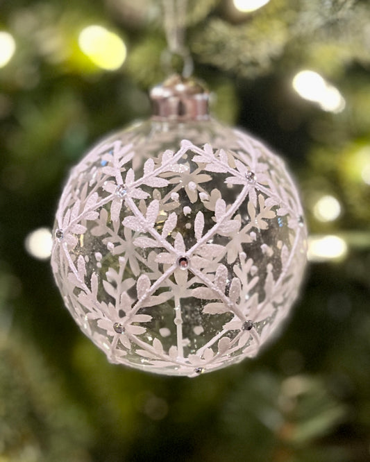 CLEAR INTRICATE VINE GLASS ORNAMENT DXK023