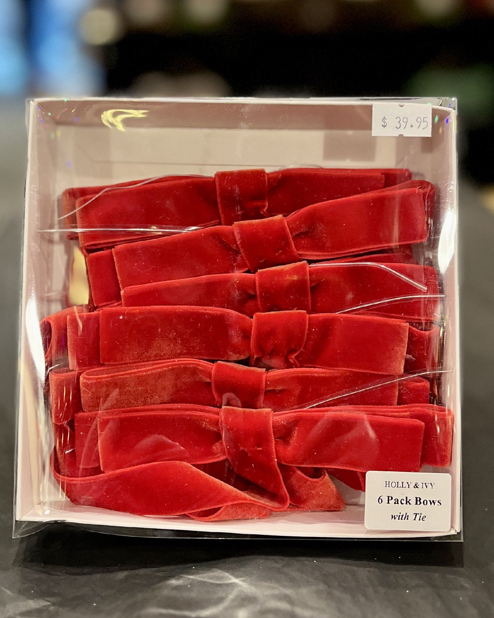 6PK RED VELVET CLASSIC BOWS DCX001