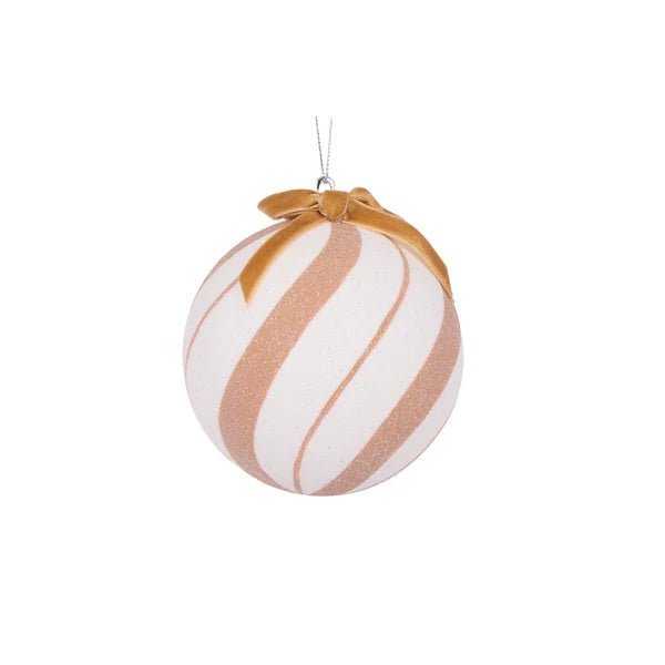 WHITE GINGERBREAD SWIRL BAUBLE EXZ206