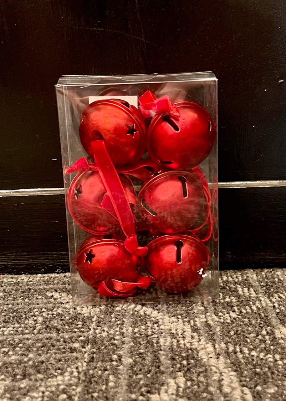 6PACK HANGING RED METAL BELLS ECN026