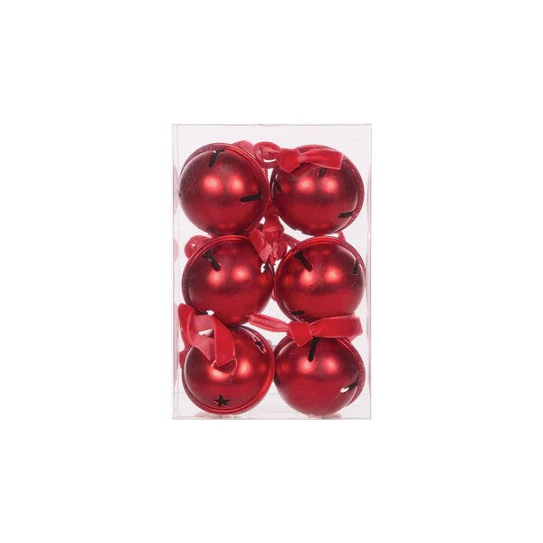 6PACK HANGING RED METAL BELLS ECN026