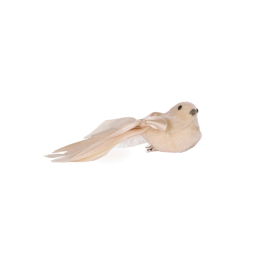 IVORY RIBBON TAILED BIRD CLIP ON EXS054