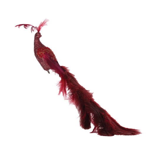 RED PEACOCK CLIP ON EXS055