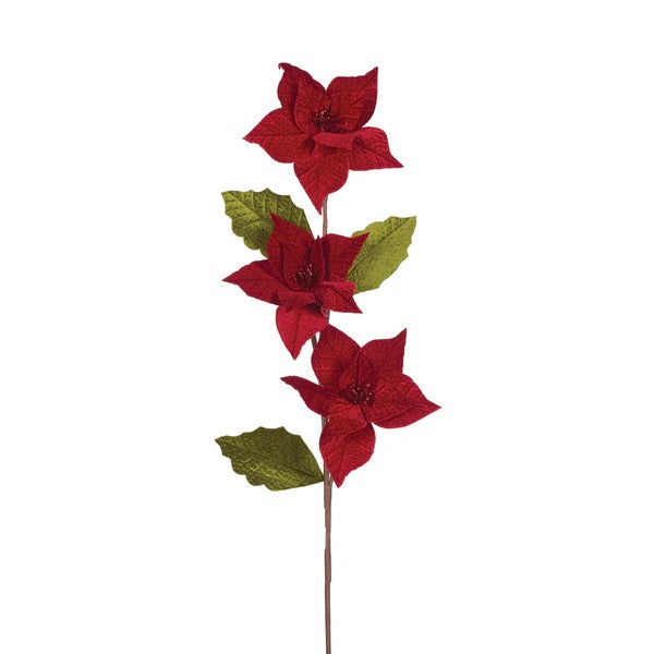 RED THREE POINSETTIA SPRAY ECJ026