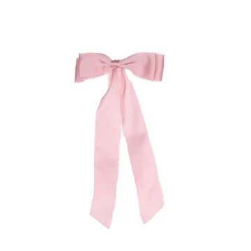 6 PACK PINK RAW SATIN BOWS ECX005