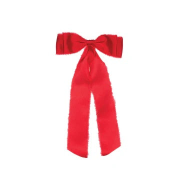 6 PACK RED RAW SATIN BOWS ECX007