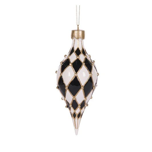 QUILTED HARLEQUIN TEARDROP ORNAMENT EXX029