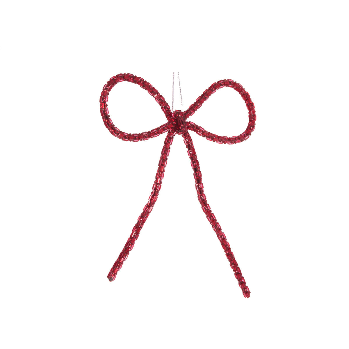 RED BEADED BOW ORNAMENT ECL007