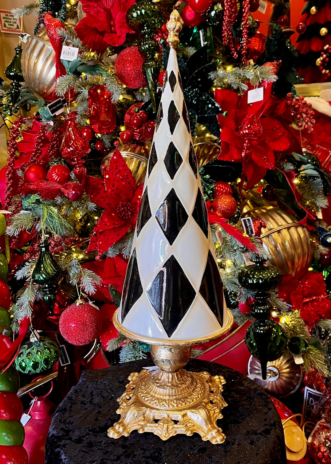 55.6 CM BLACK AND GOLD HARLEQUIN TREE EXV044