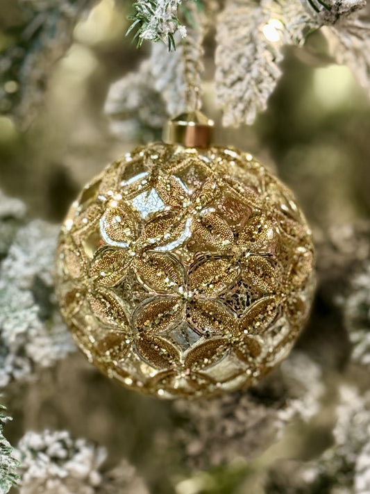 GOLD MERCURY EMBOSSED ROUND ORNAMENT ECI098