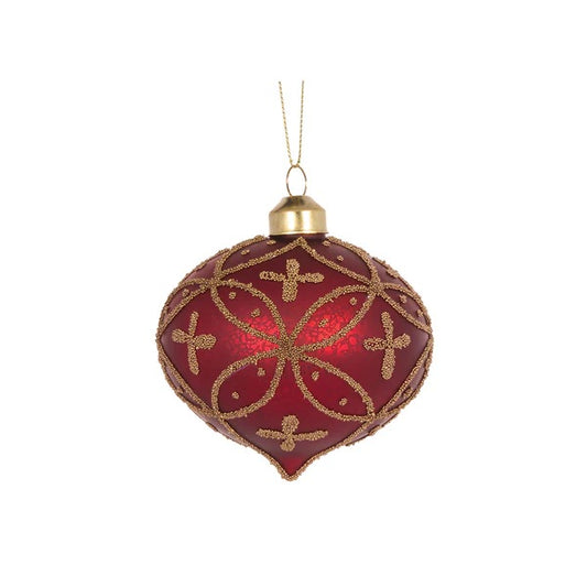 BURGUNDY EMBELLISHED ONION BAUBLE EXR033