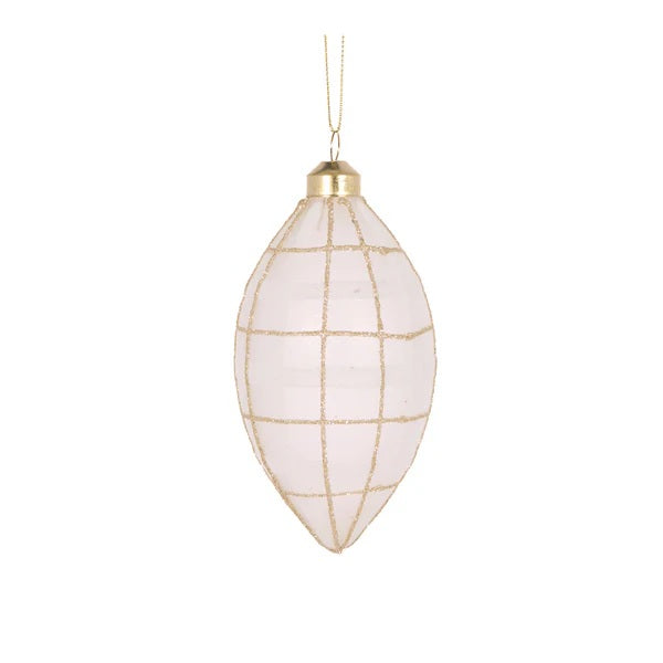 WHITE TARTAN DROP BAUBLE EXR044
